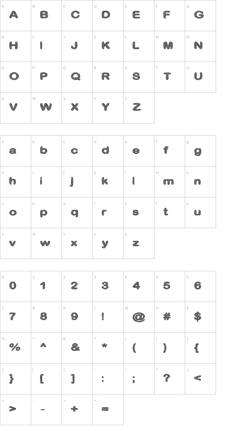 Character Map Crinkle Cut Glass Font