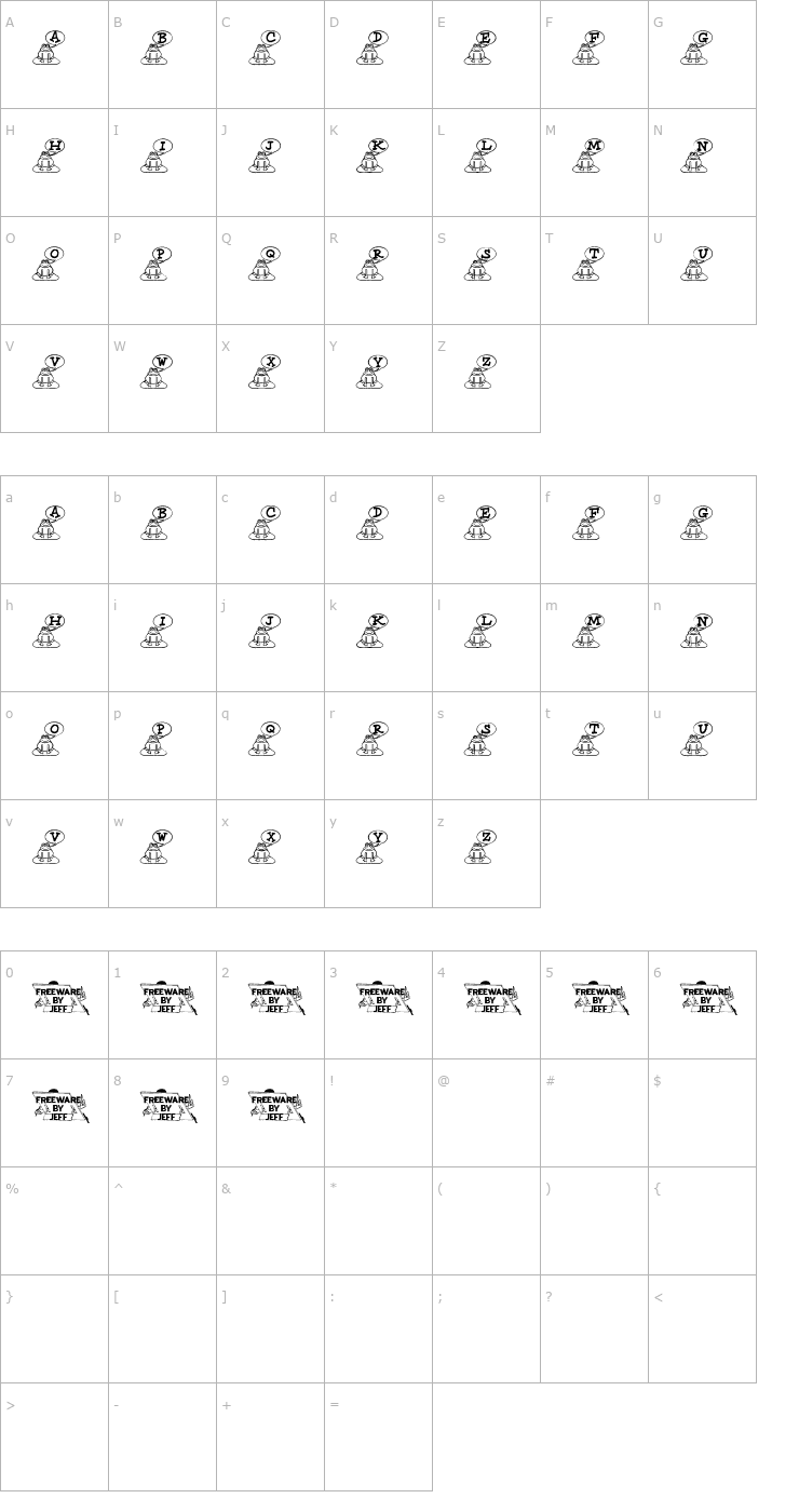 Character Map Croakers JL Font