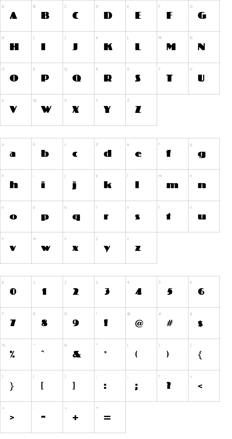 Character Map Crossharbour-Regular Font
