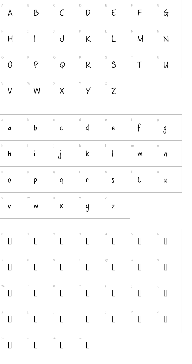 Character Map crosswordBelle OTF Font