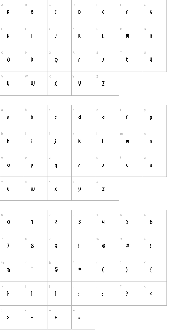 Character Map CrowBeak Font