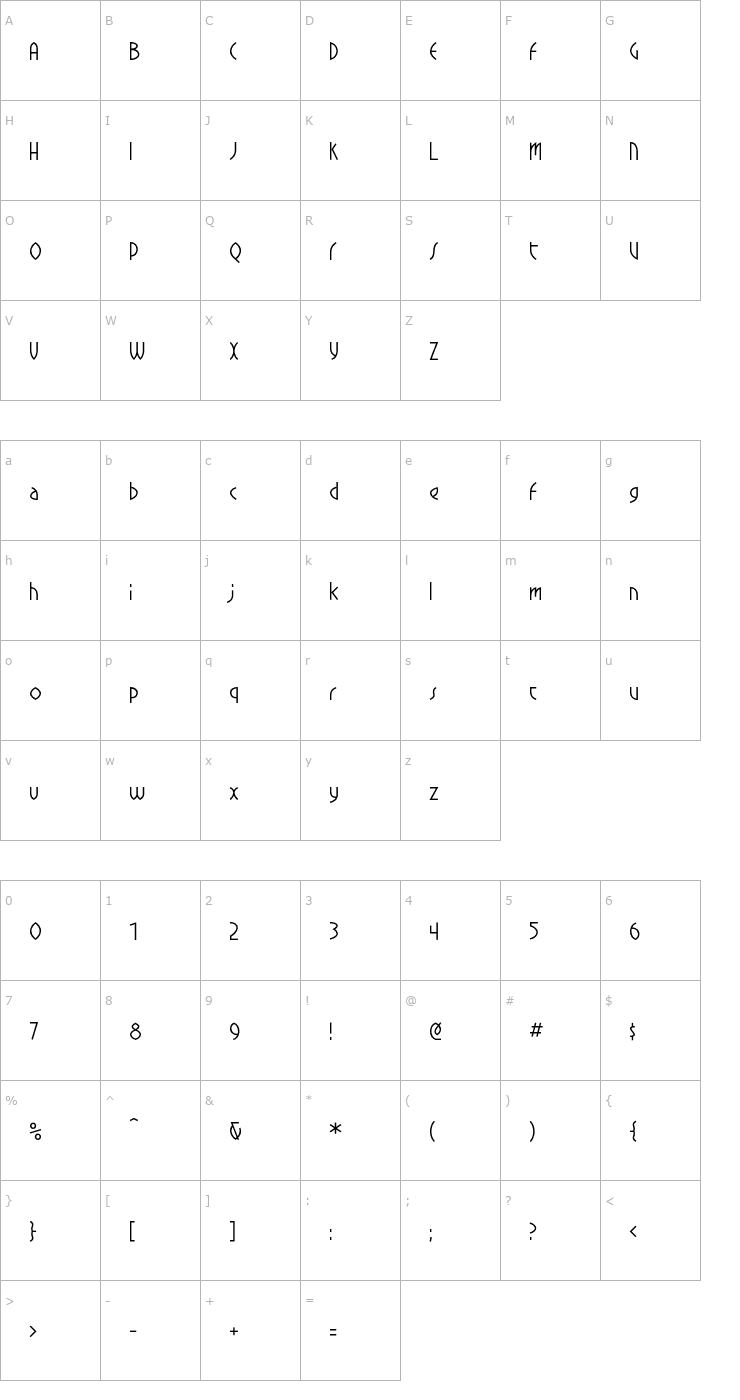 Character Map CrowBeakLight Font