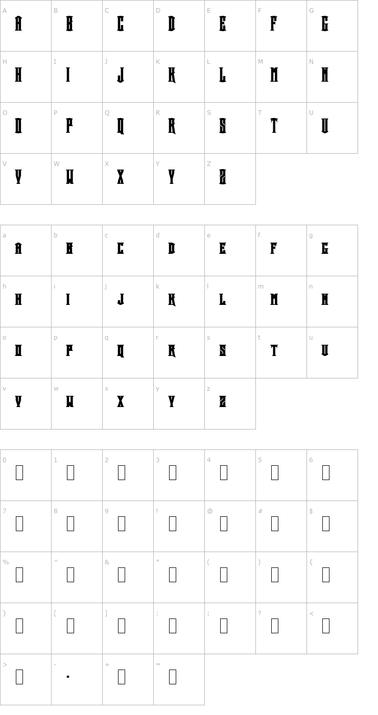 Character Map Crown Title Font