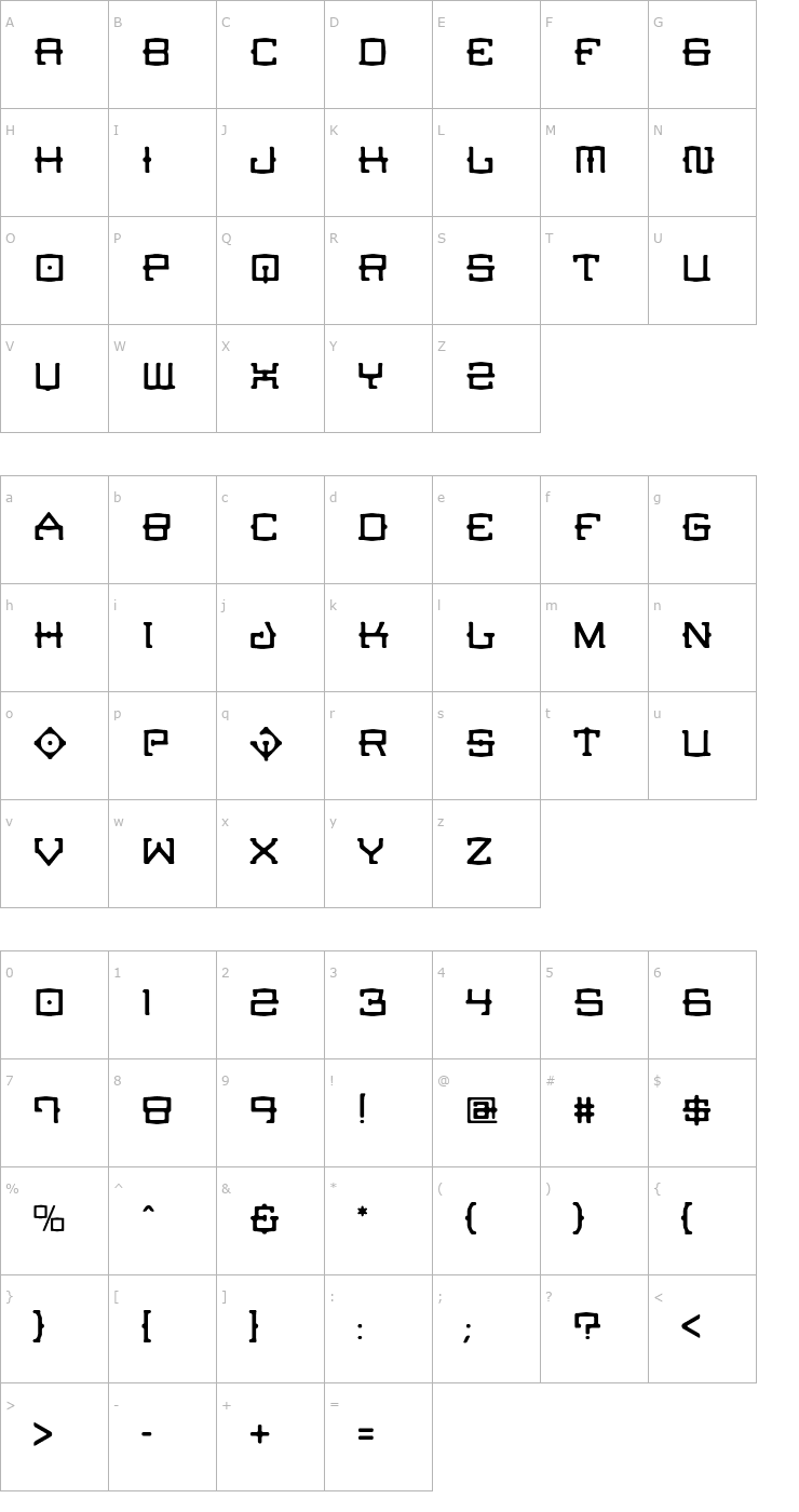 Character Map CrucibleBurnin-Light Font