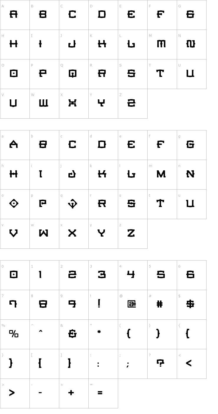 Character Map CrucibleBurnin-Medium Font
