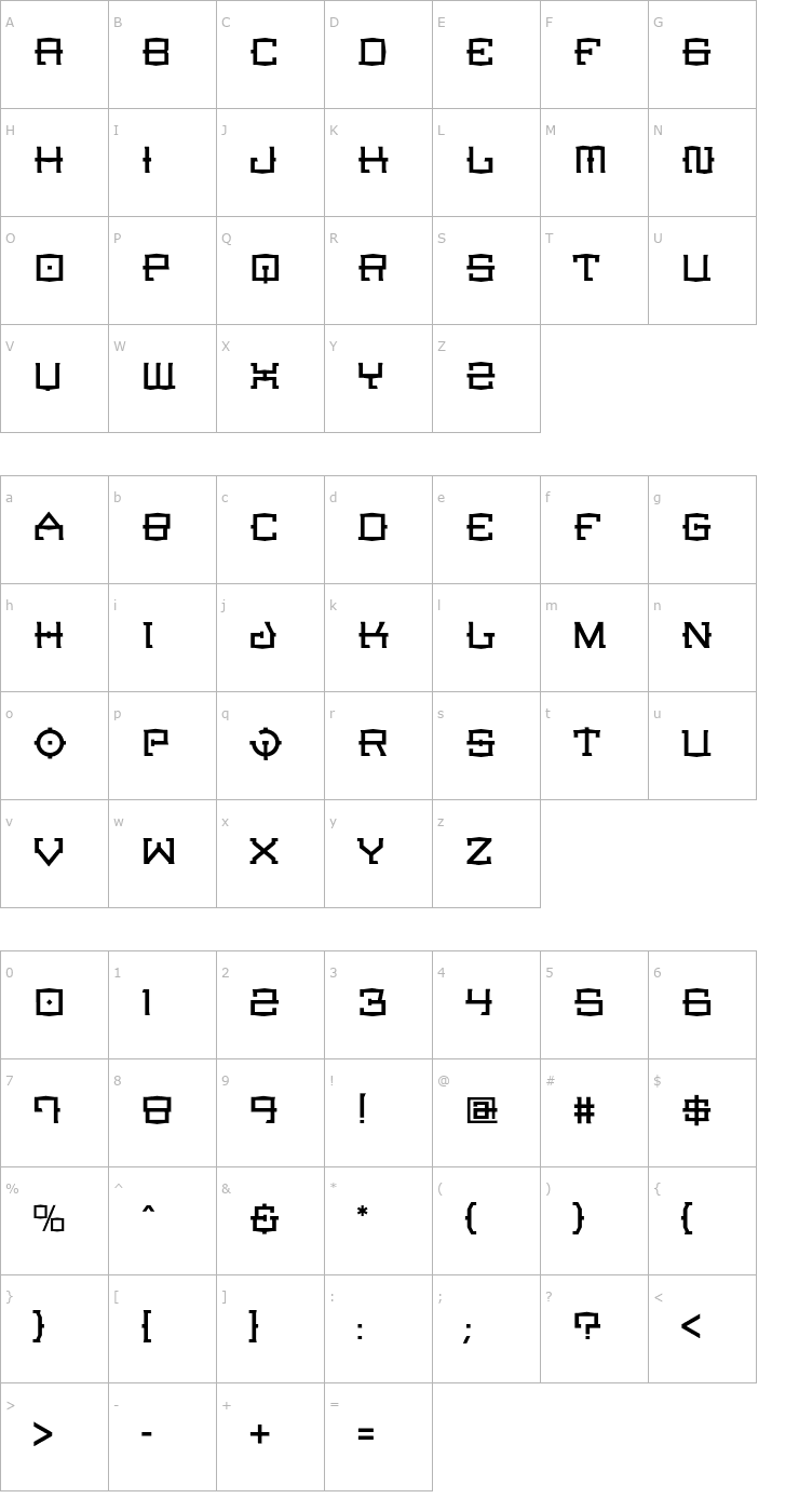 Character Map CrucibleLight Font