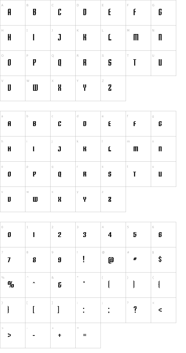 Character Map Crucifix S Font