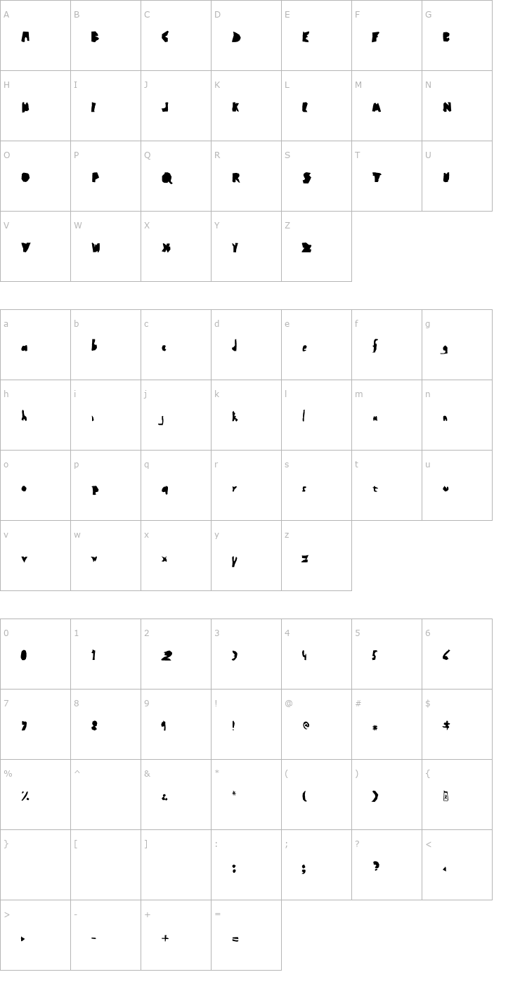 Character Map Crump Font