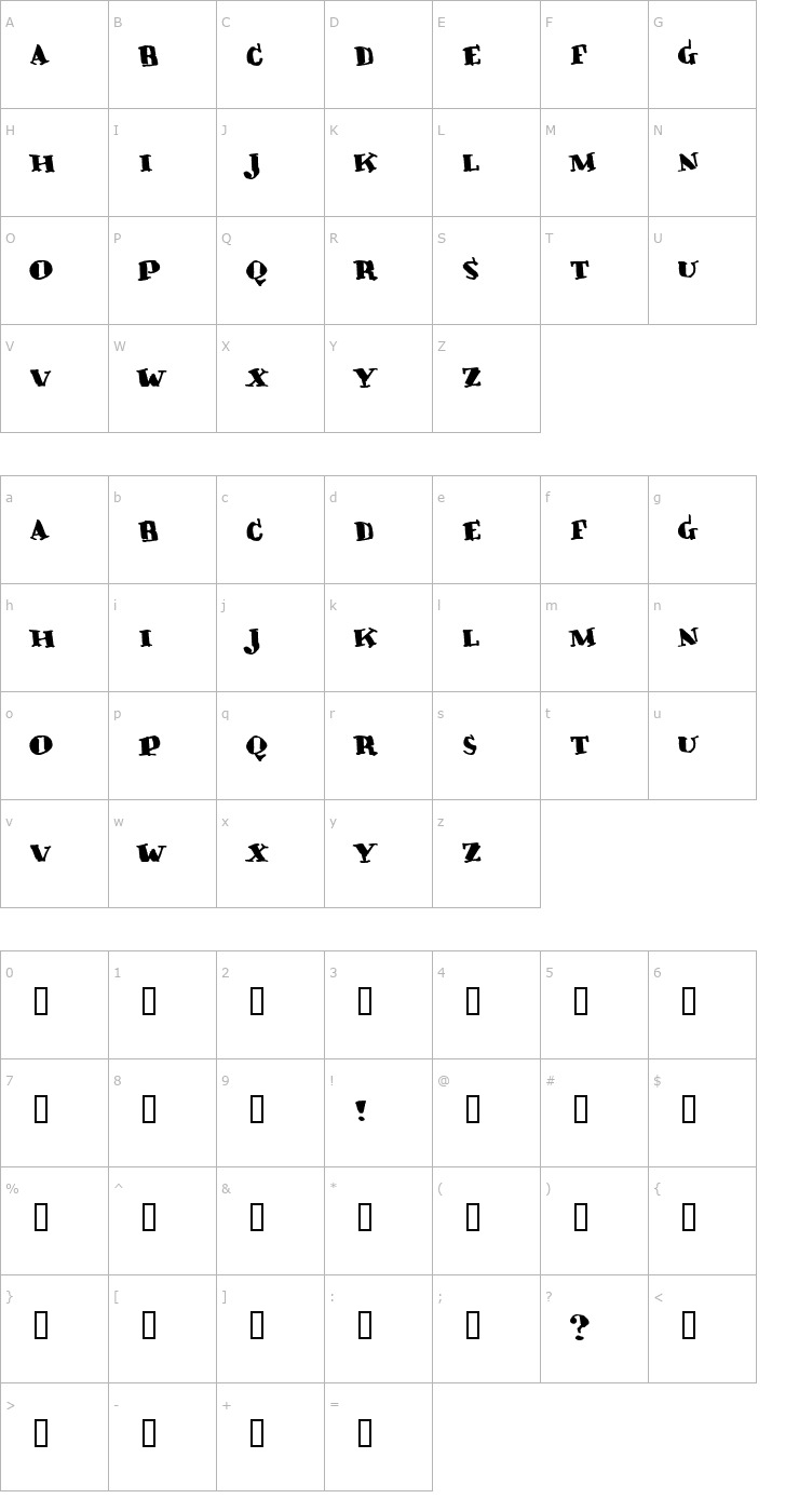 Character Map Crunky Font