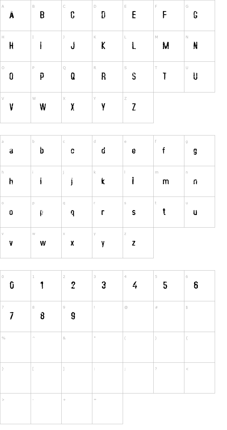 Character Map Crust Clean Font