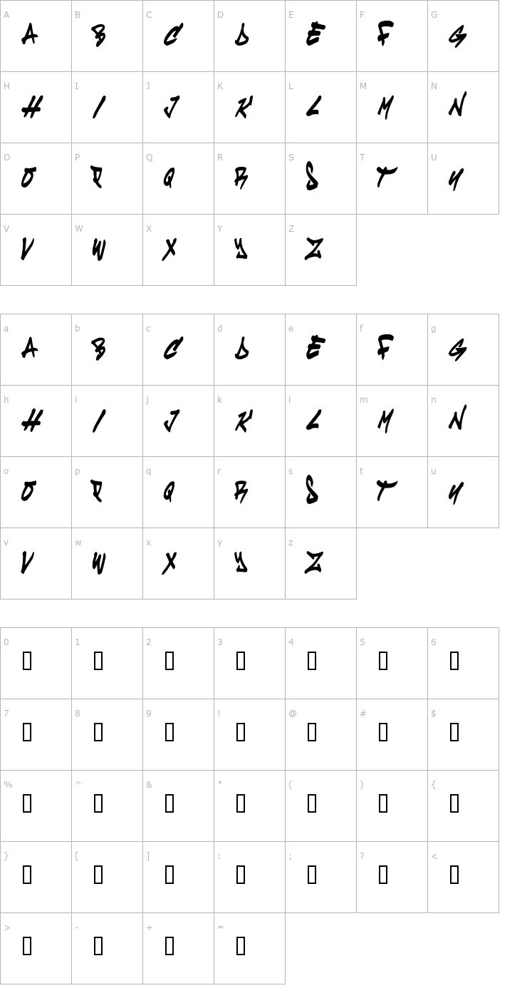 Character Map Cruze Font
