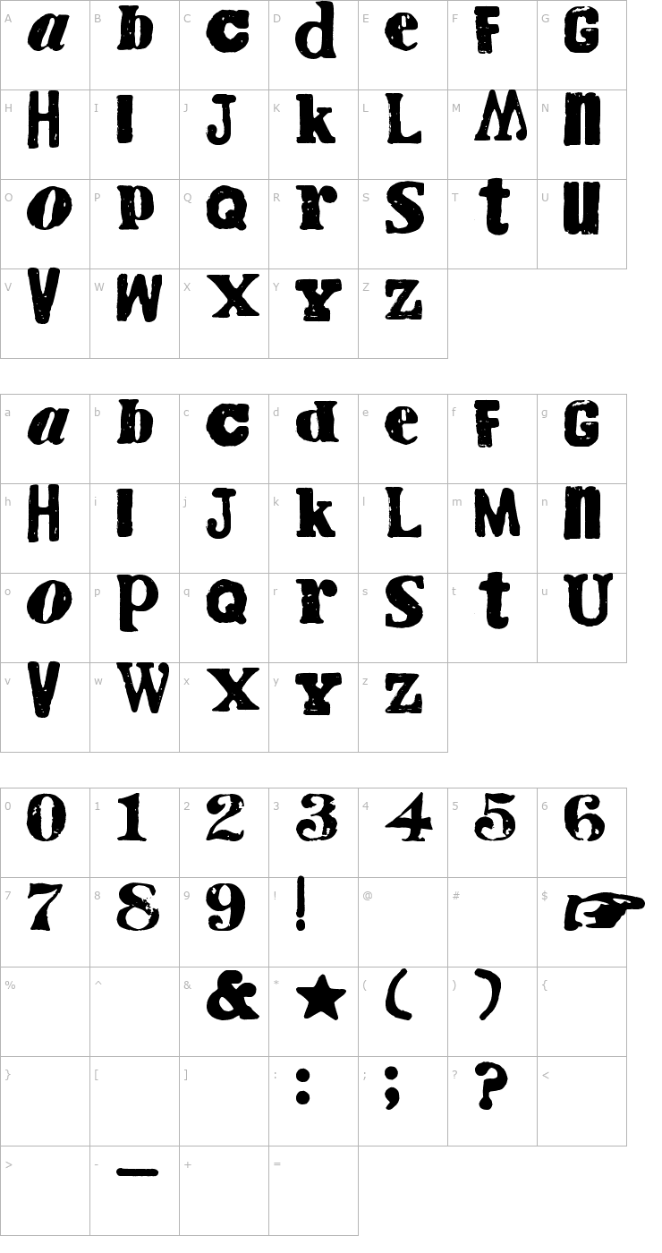 Character Map Cry Kitty Font