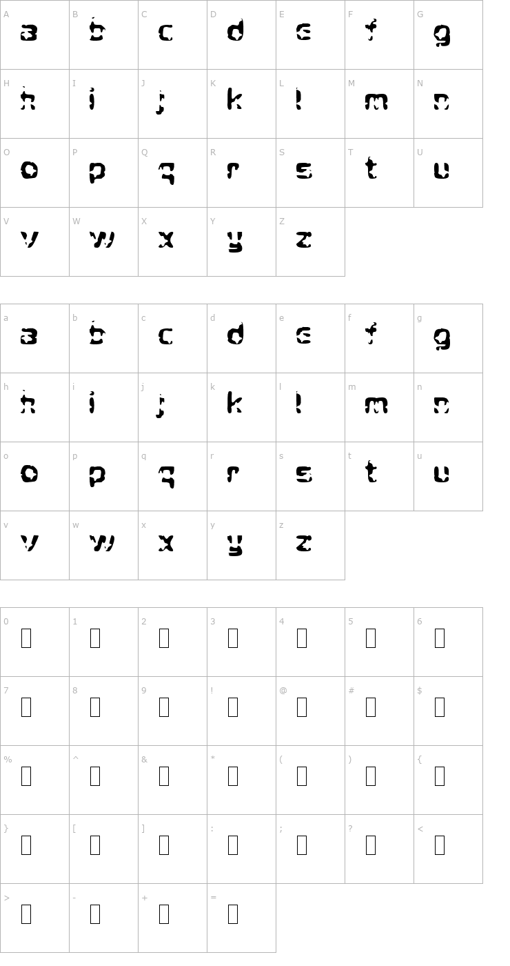 Character Map Crying Star Font