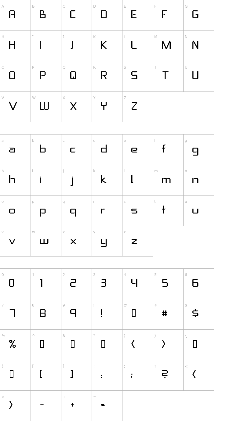 Character Map Crystal clear Font