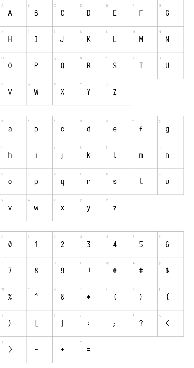 Character Map Crystal Font