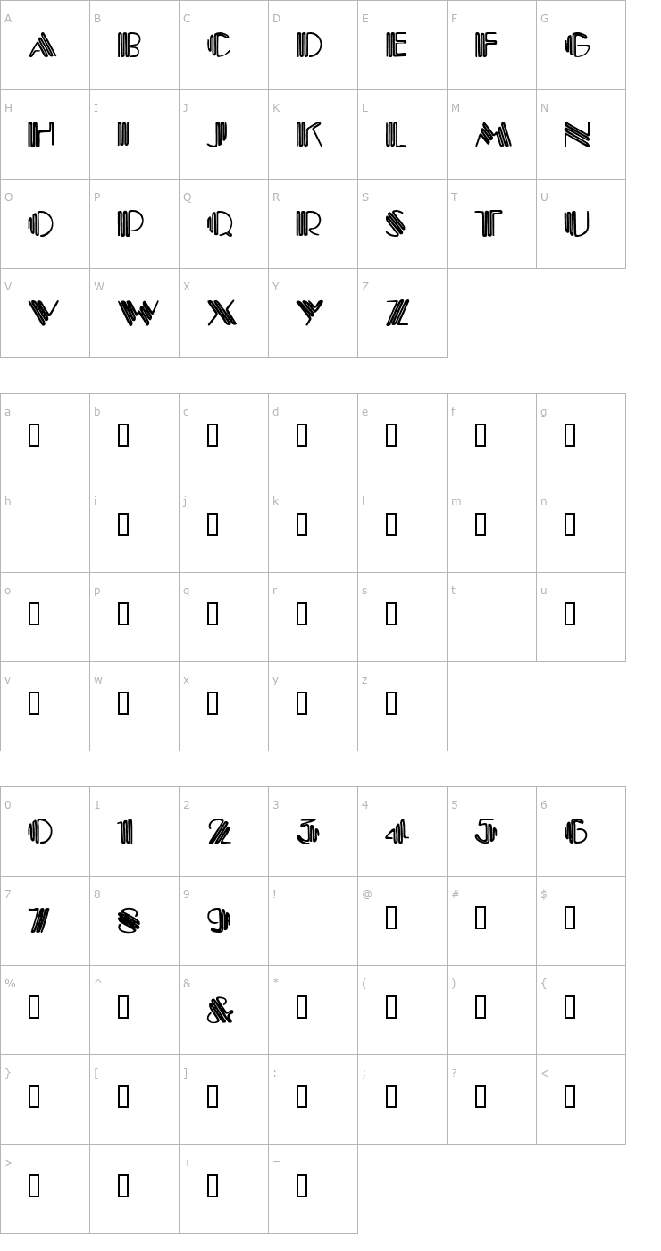 Character Map Crystal Gypsy Font