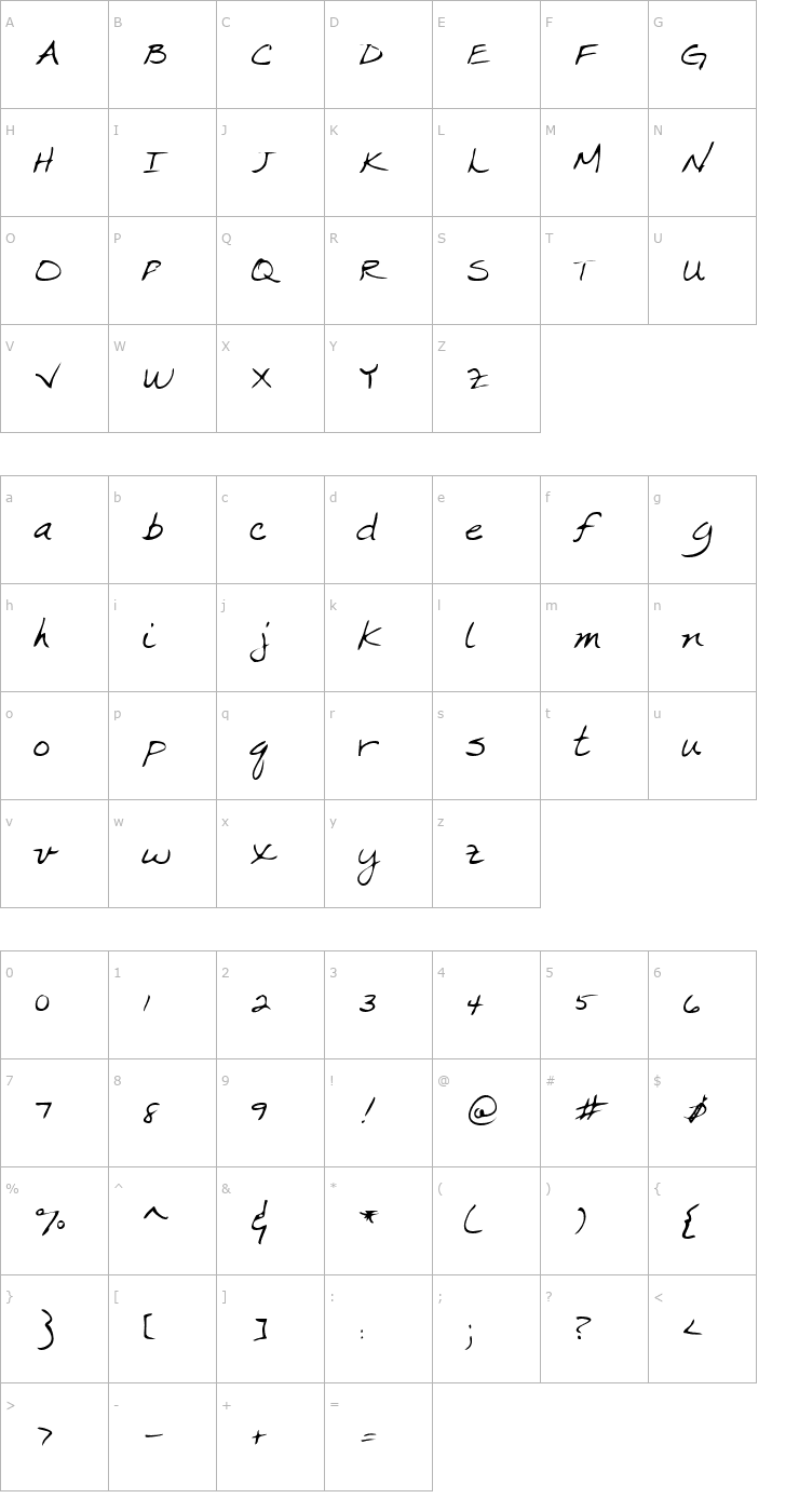 Character Map CrystalsHand Font