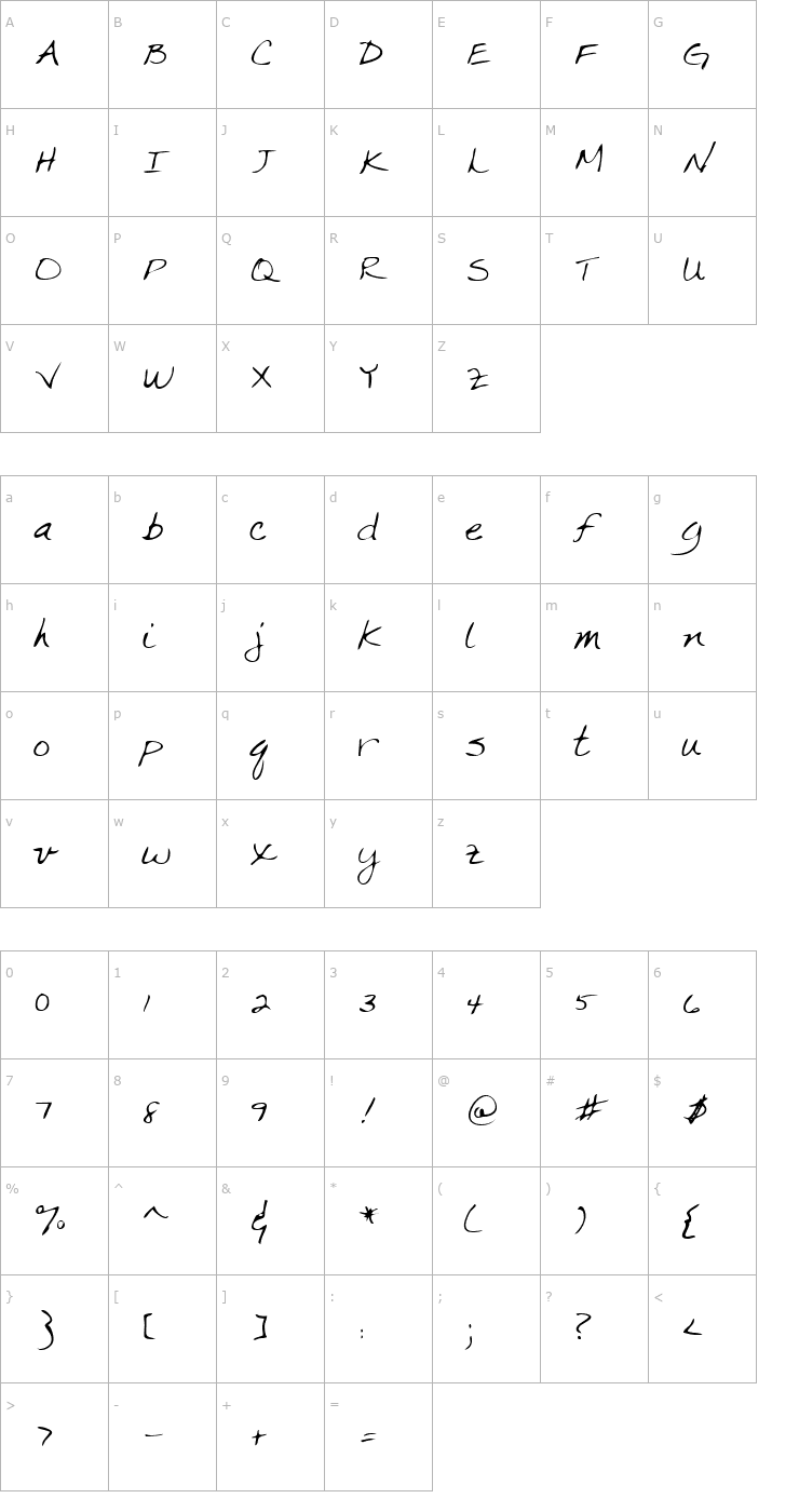 Character Map CrystalsHand Regular Font