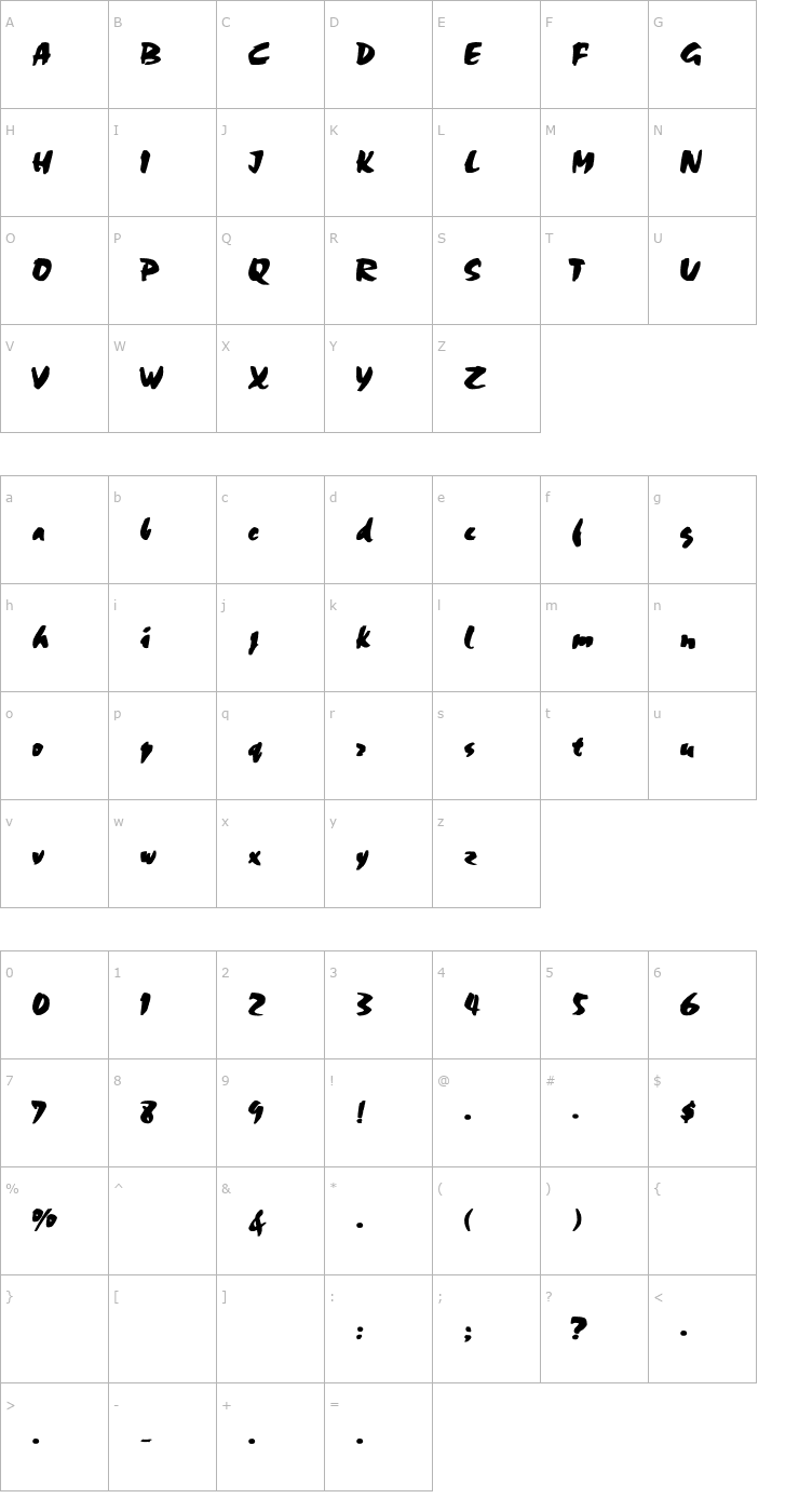 Character Map CSD-Chalk-Normal Bold Font