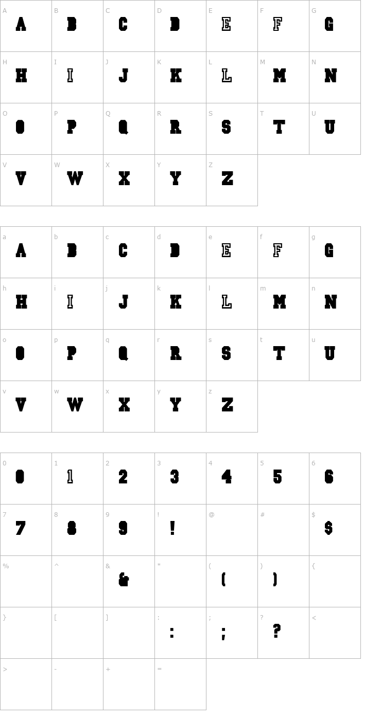 Character Map CSD-JERSEY-Normal Font