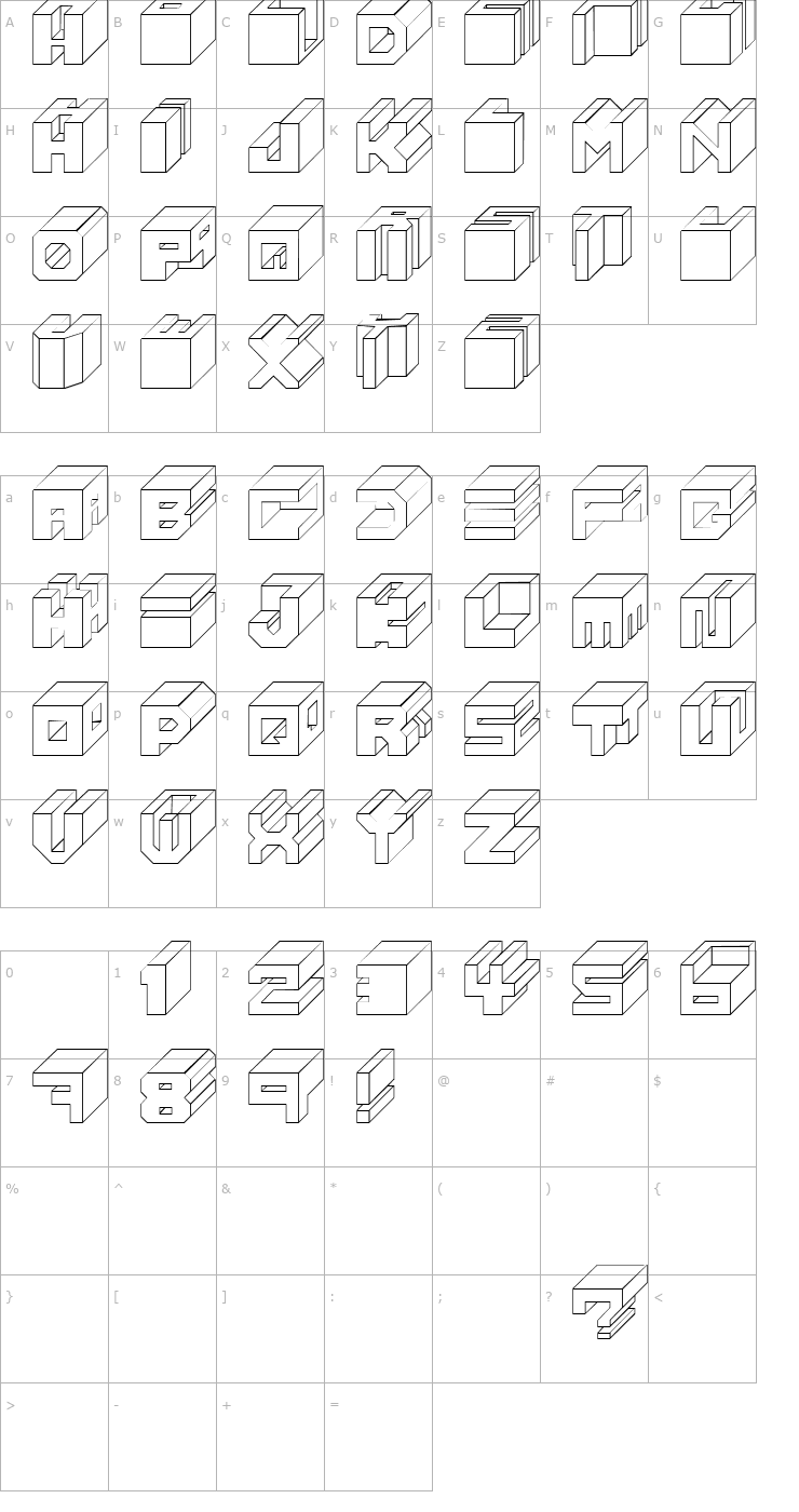 Character Map Cube Font