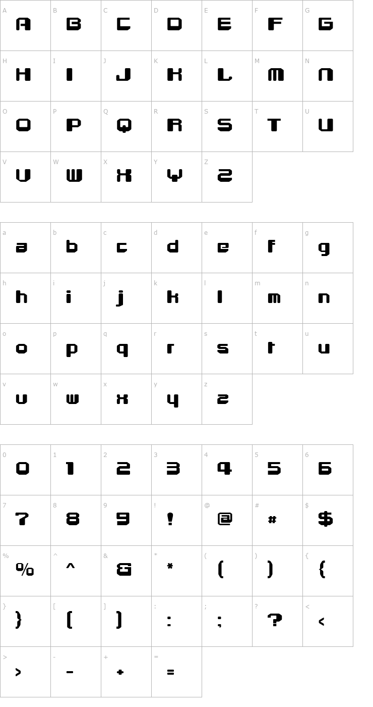Character Map Cube2000 Font