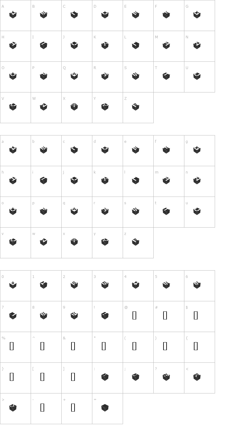Character Map Cubic Dot Font