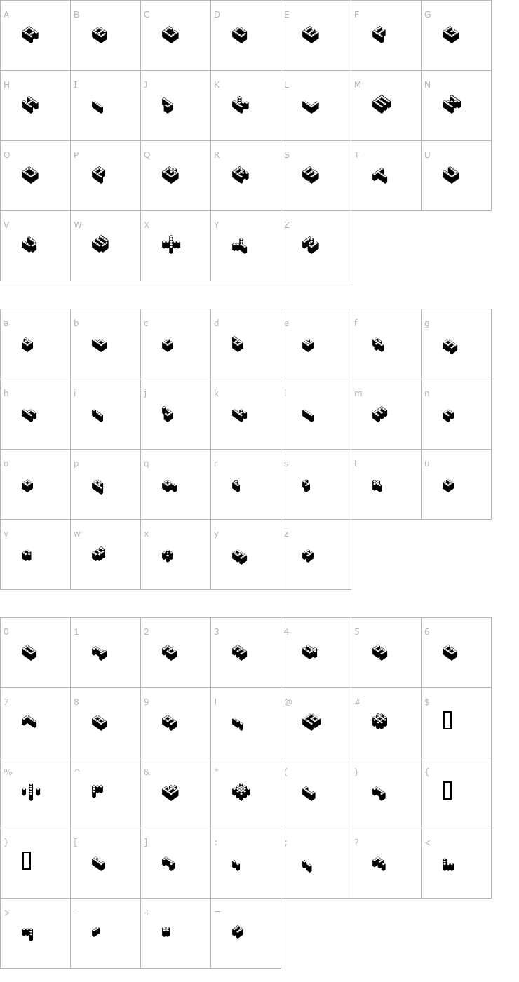 Character Map Cubicle Font