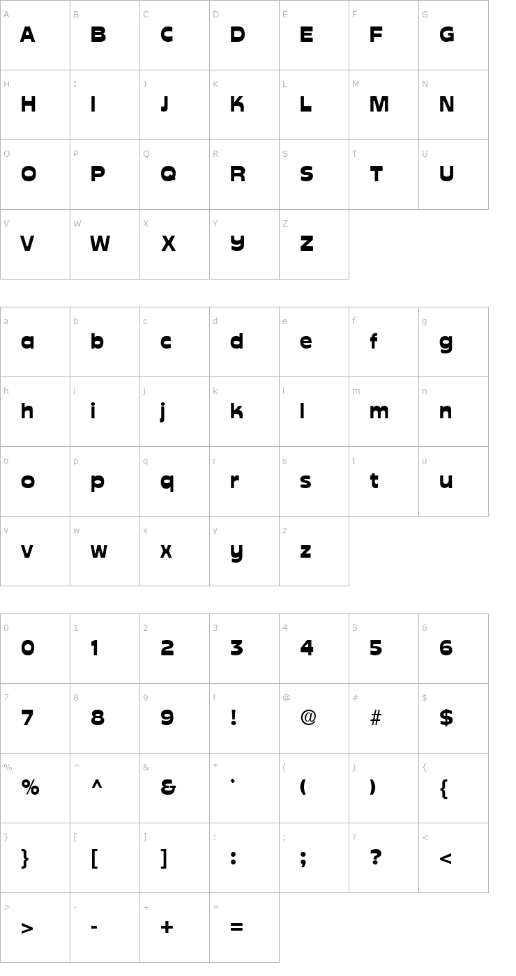 Character Map Cuckoo Regular Font
