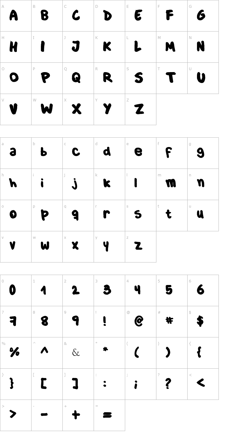 Character Map Culia Font
