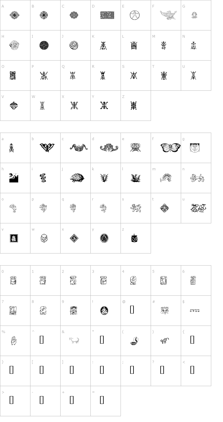 Character Map Cultural Icons Font