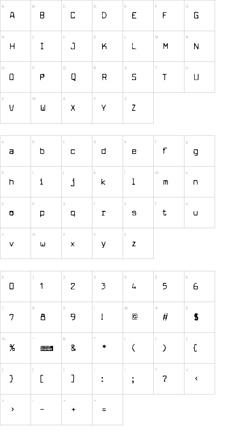 Character Map Cuomotype Font