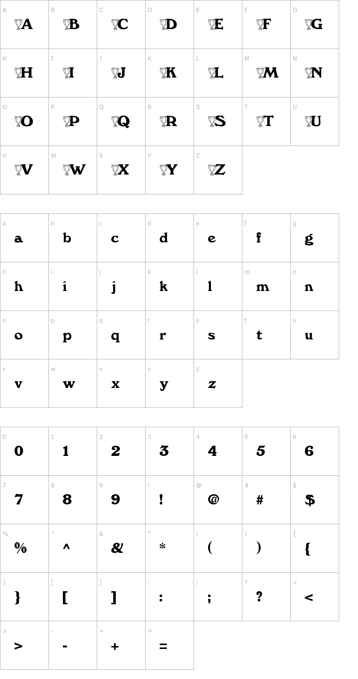 Character Map Cup Becker Font