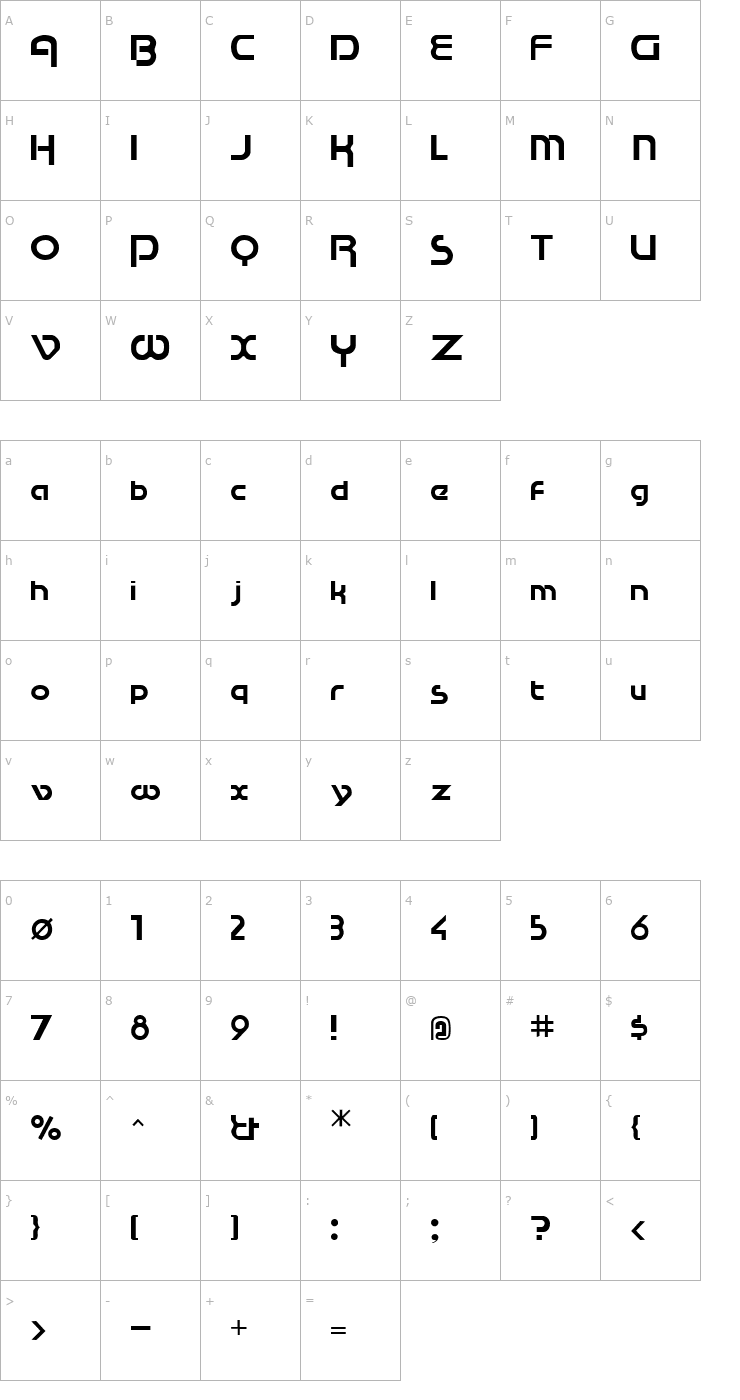 Character Map Cupertino Regular Font