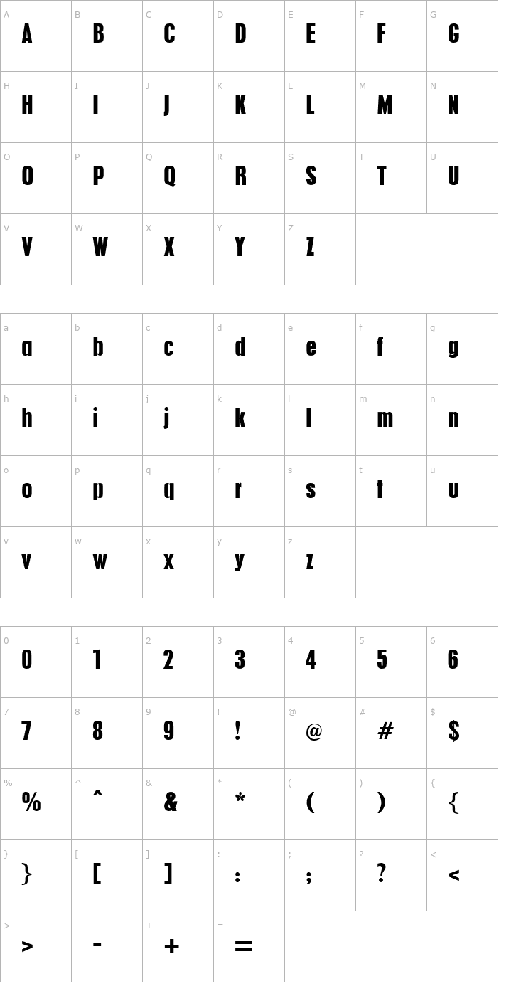 Character Map Cupido Font