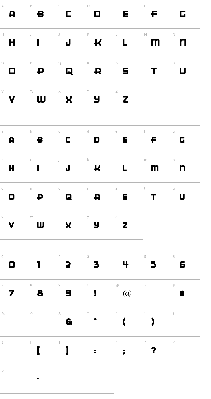 Character Map CuppaJoe Font