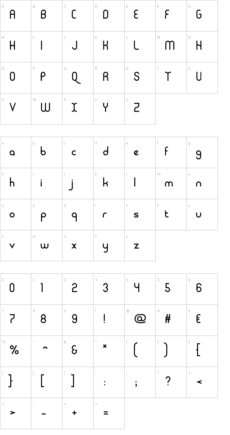 Character Map curls Font