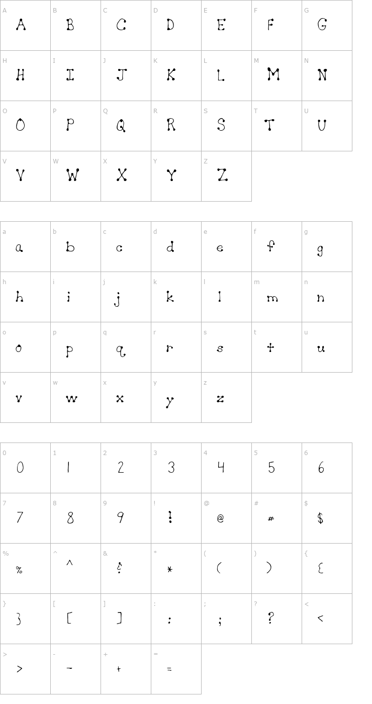 Character Map CurlyQ Font