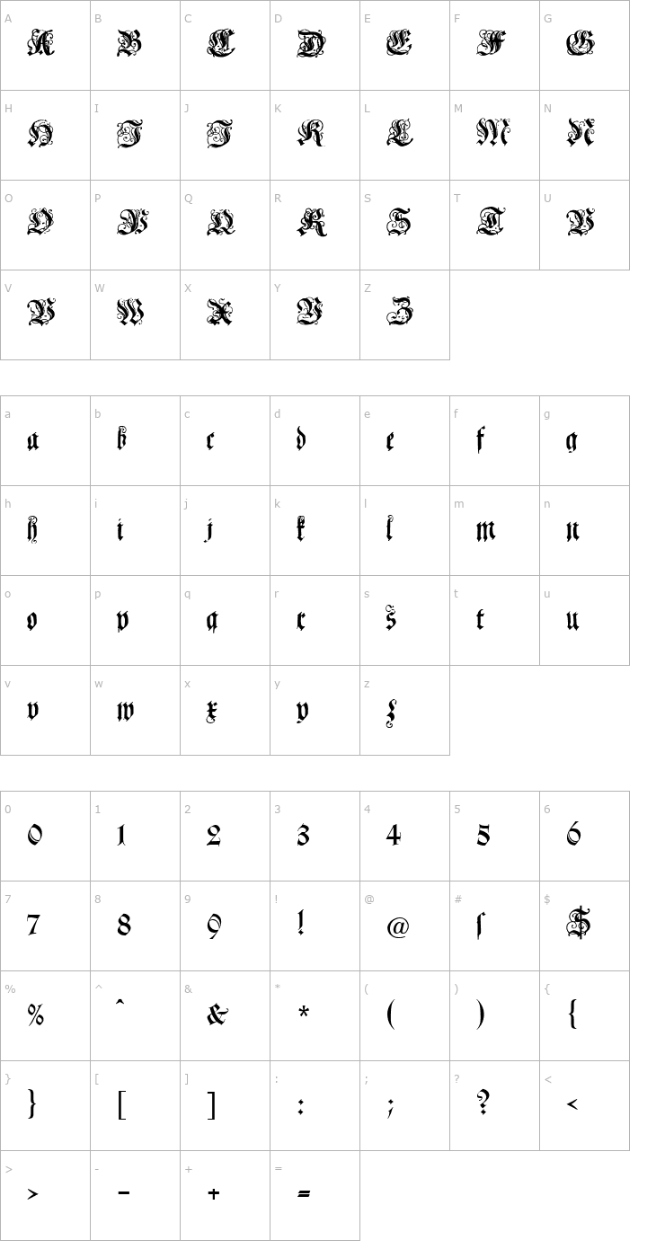 Character Map Current Becker Font