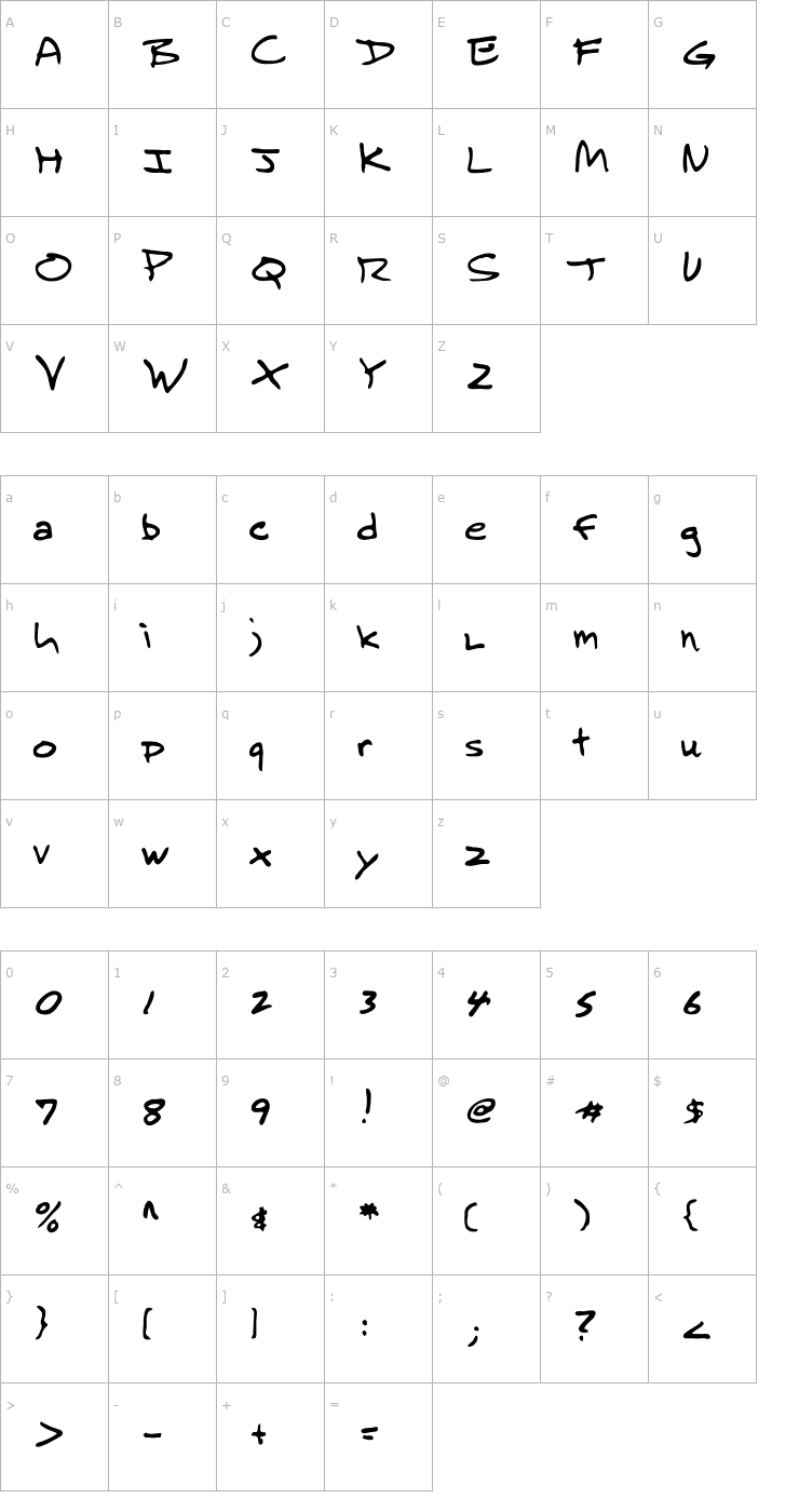 Character Map Curtis Regular Font