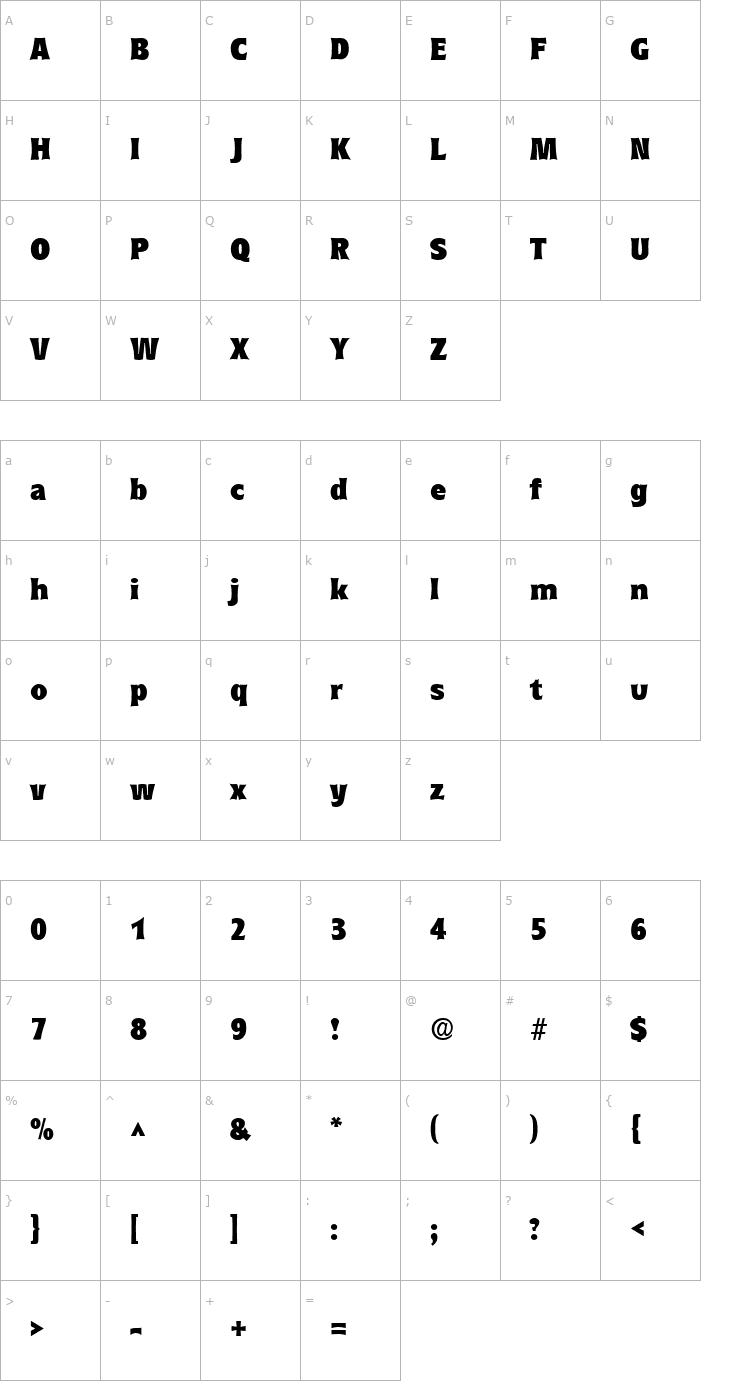 Character Map Curvac Black Font