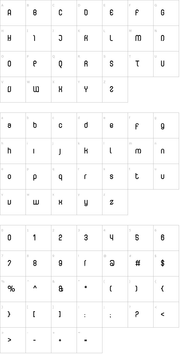 Character Map CurvatureBold Font