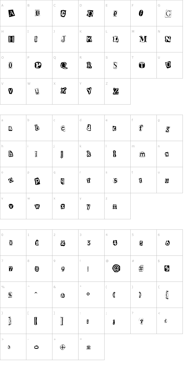 Character Map Cut-n-Paste Font