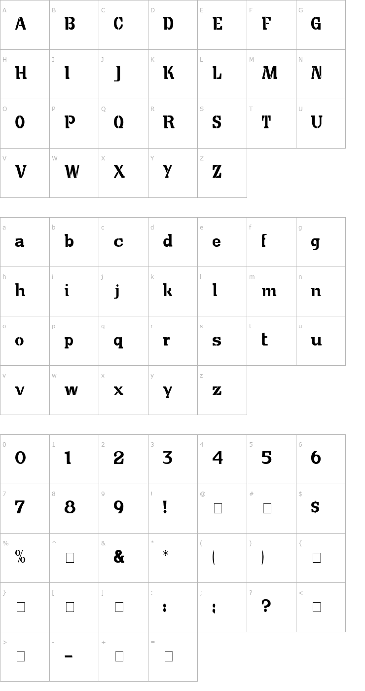 Character Map Cute Crate Display SSi Font