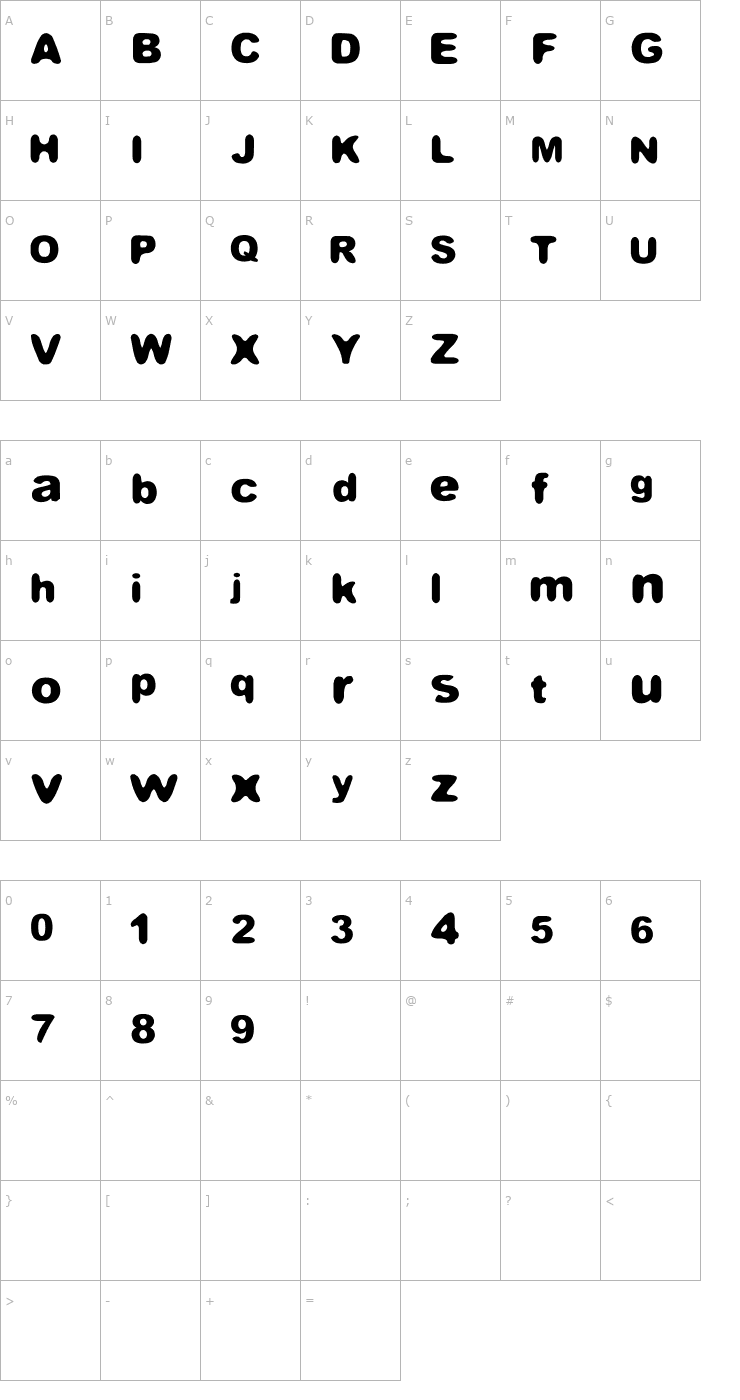 Character Map Cute Font