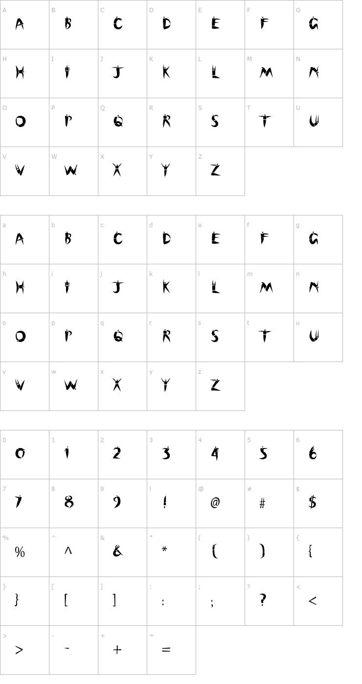 Character Map Cutout Font