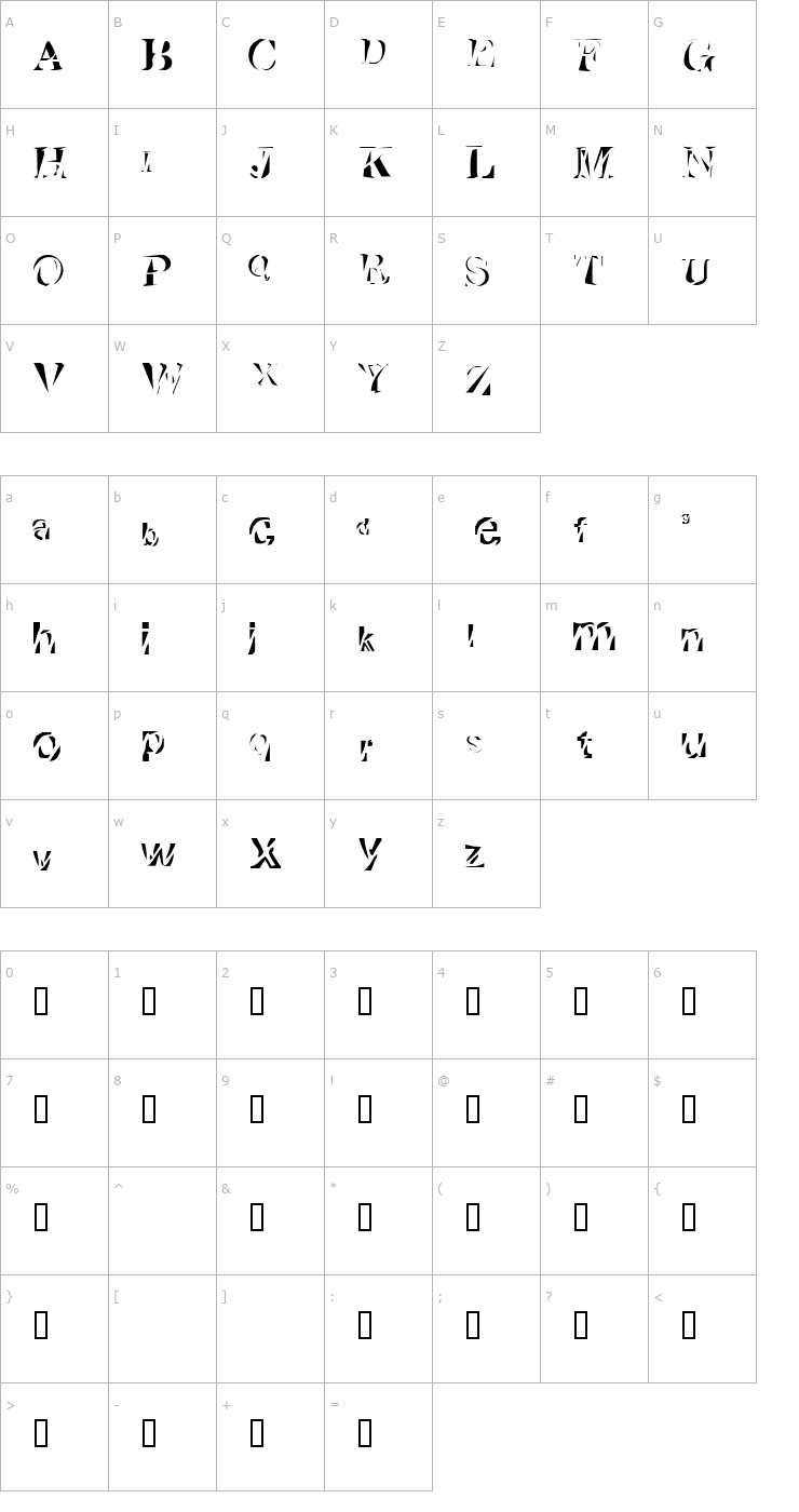 Character Map Cutted Font