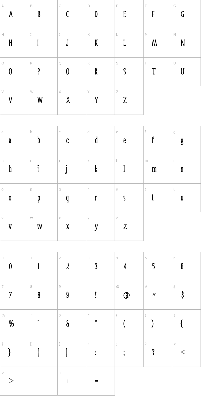 Character Map Cuty Font