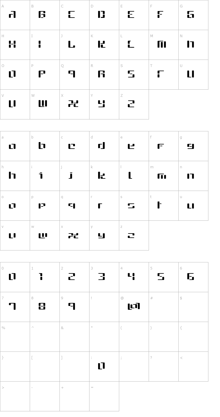 Character Map CYBE Font