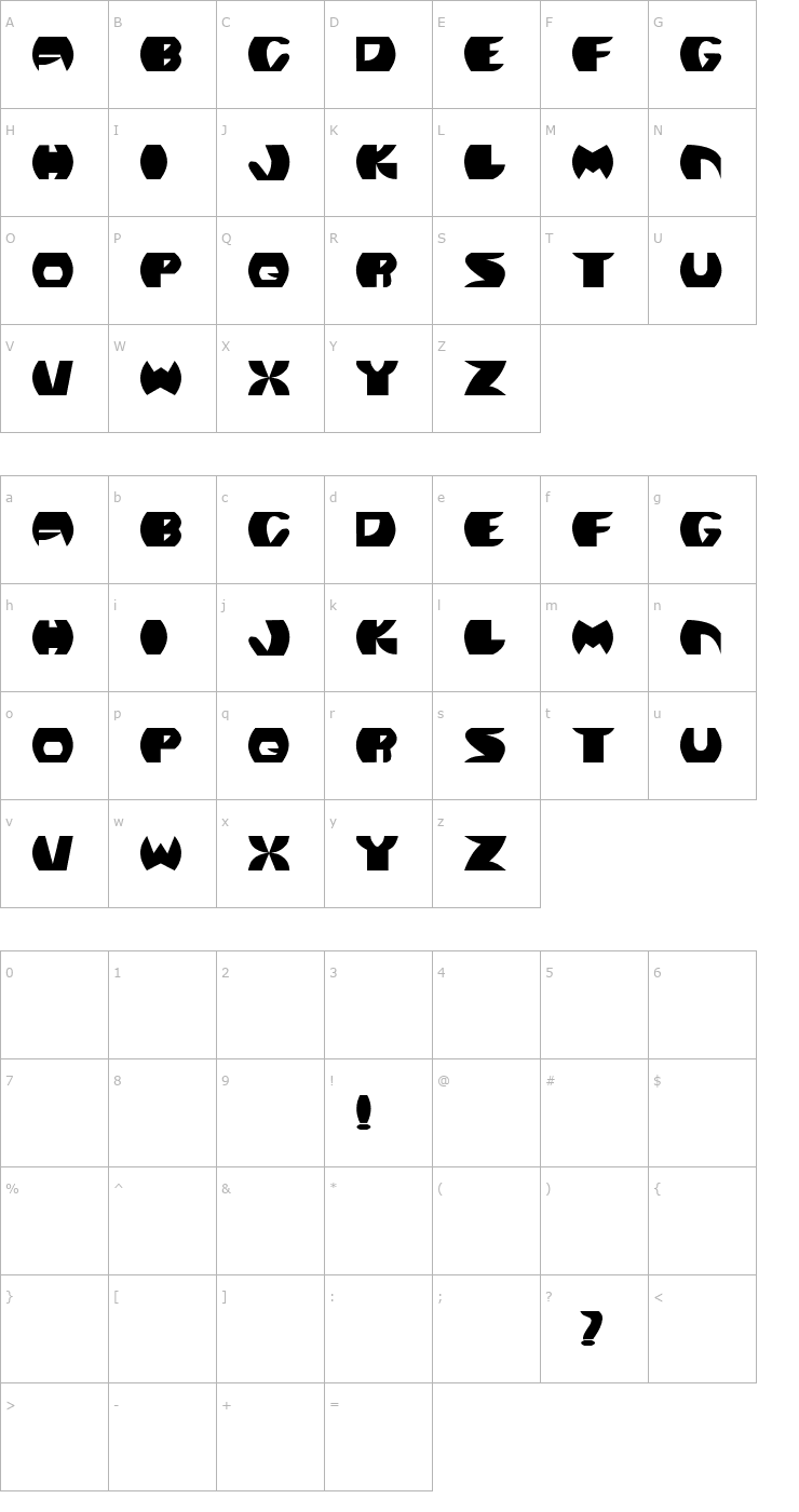 Character Map Cyber Phonic Font